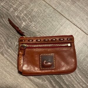 Dooney & Bourke Brown Leather Coin Case Women's Wallet Key Ring